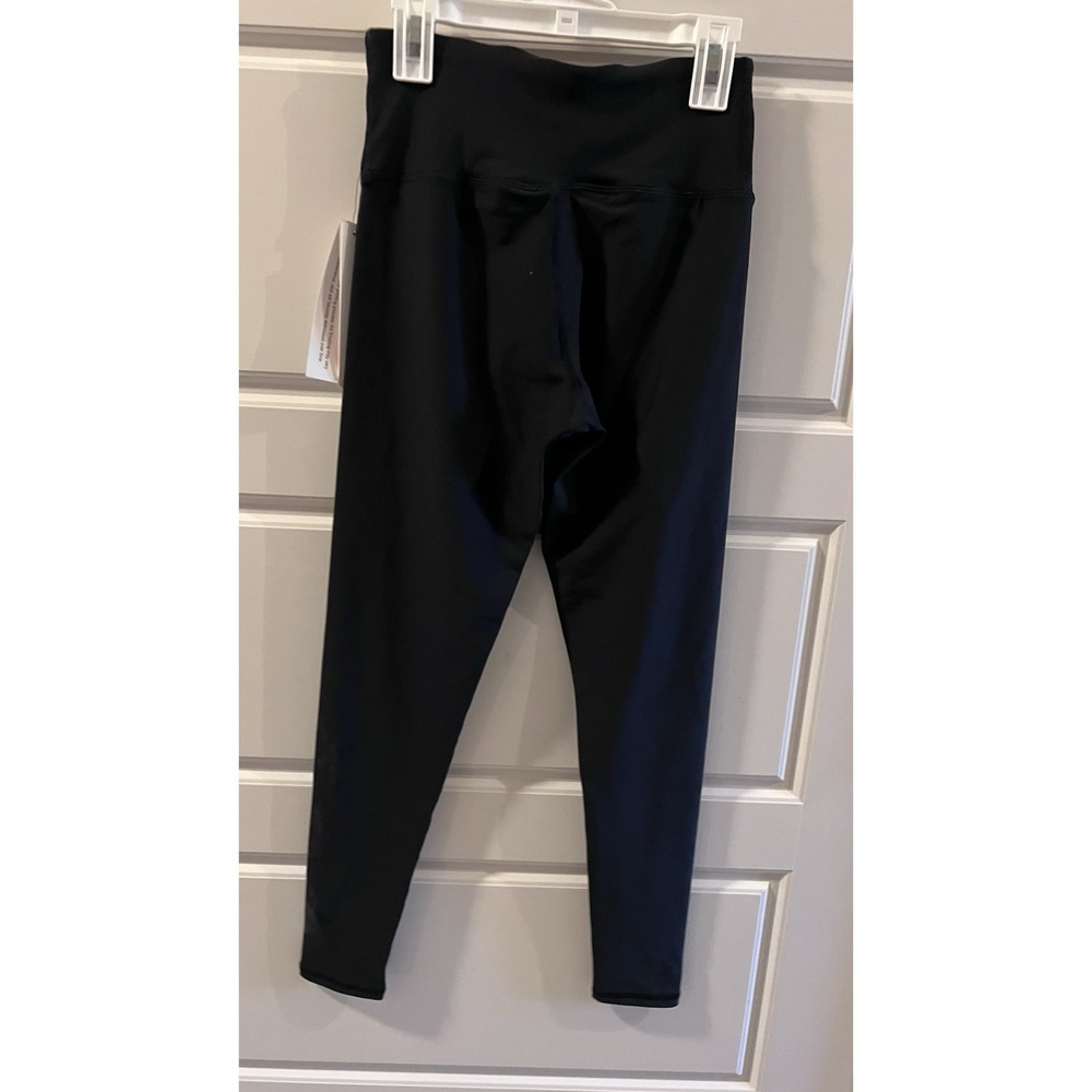 AQUA Athletic Foil Star High Rise Ankle Leggings Women's XS Black Elastic Waist